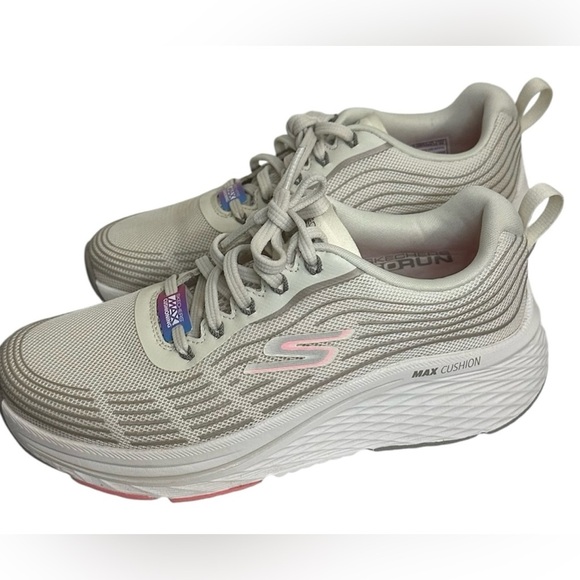 Skechers Max Cushion Cream Athletic Shoes with Mesh Upper and Foam Midsole - Picture 1 of 16